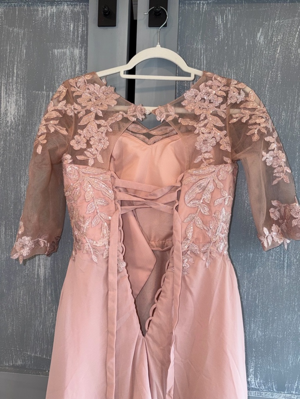 Dusty Rose Lace Mother of the Bride Gown | Formal Wedding Dress | Size S - Picture 7 of 9